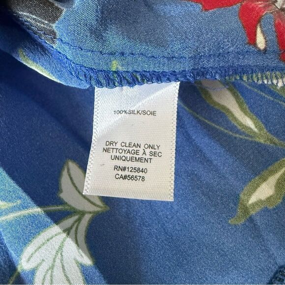 Intermix 100% Silk Blue Floral Long Sleeve Wrap Mini Dress Size XS - Picture 7 of 7